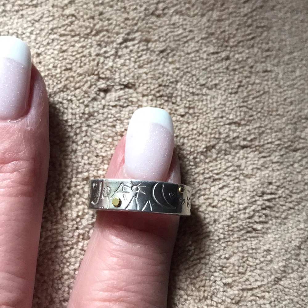 Sterling Silver & 22k Gold Handmade One of a Kind LOVE RING “Corset” Band Sz 6 - Picture 7 of 8